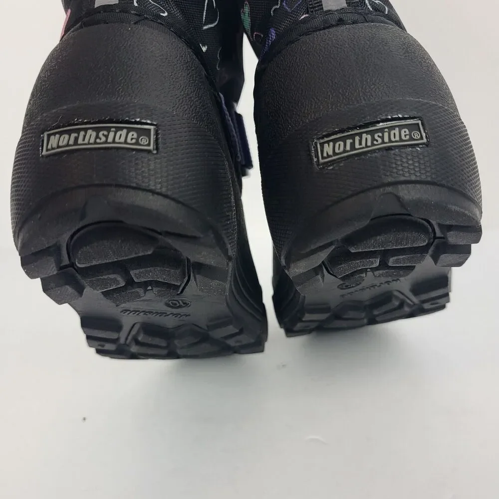 Northside Frosty Polar Boots Toddler Black Purple Hearts 3M Thinsulate Size 10